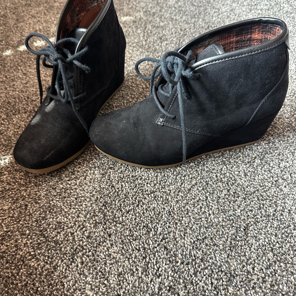 Women's Black Wedge Ankle Boots